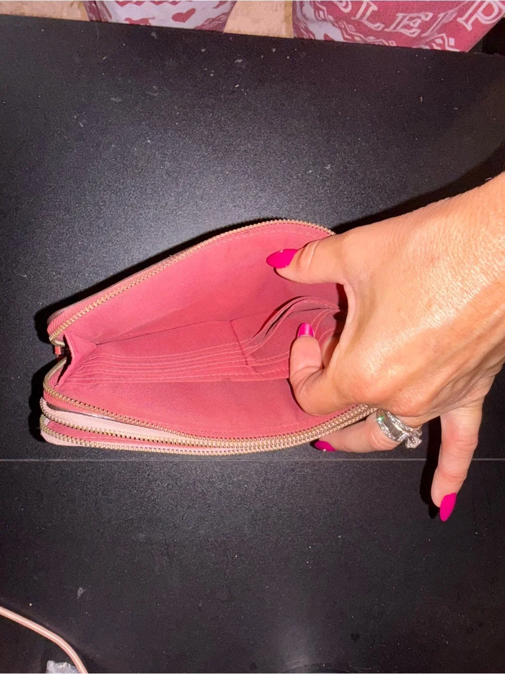 Coach Pebbled Leather Wristlet Clutch - Coral Pink